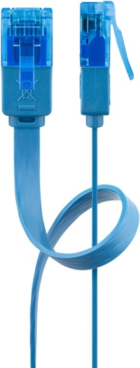 Goobay CAT 6A flat patchkabel, U/UTP, blå kobberleder (CU), 0,5 m v:9581793