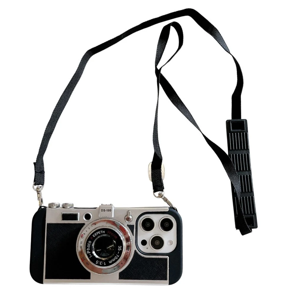 EIDERWOOD iPhone 16 Pro Retro Kamera Deksel med Skulderstropp – Svart v:8163326