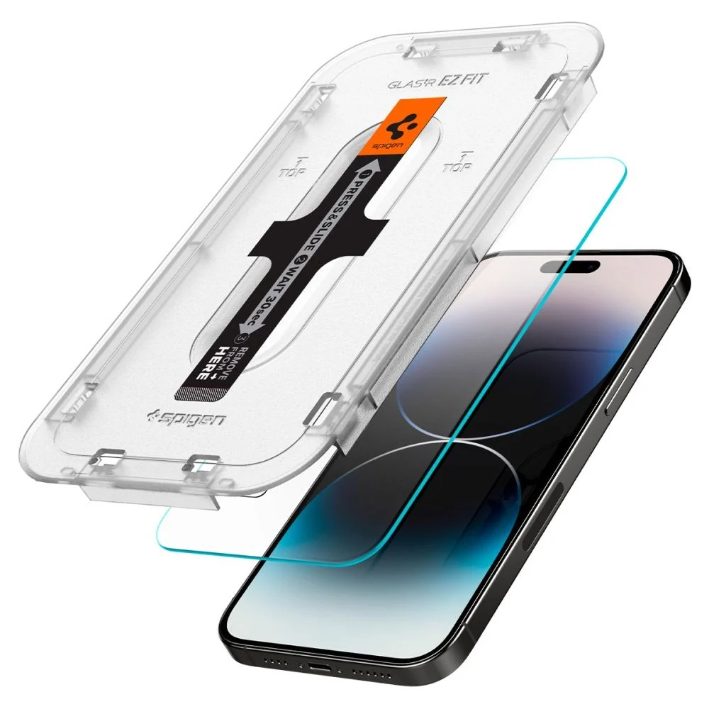 iPhone 14 Pro Spigen EZ Fit Glas.tR Skjermbeskytter 2. Stk - Case Frie v:6242434
