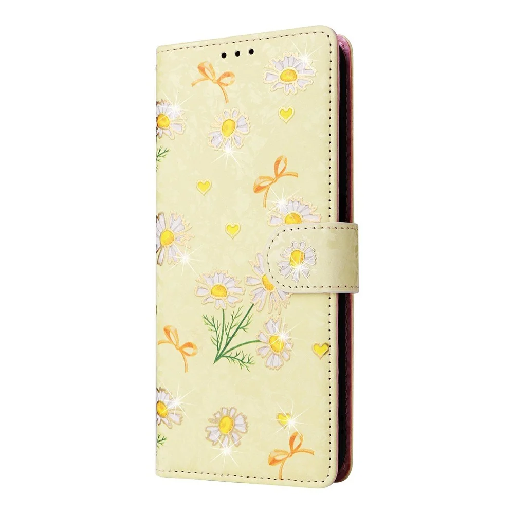Samsung Galaxy S26 EIDERWOOD Kunstskinn Flip Deksel m. Blomster – Gul v:8584736