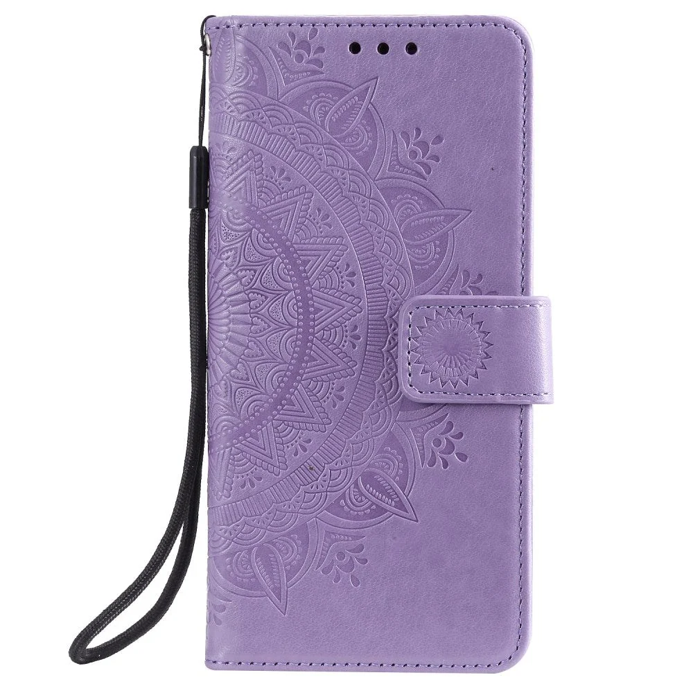 Huawei Honor 9X Lite PU Skinndeksel m. Lommebok Mandala Mønster Lilla v:1373092