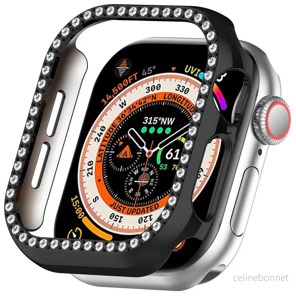Apple Watch 11 / 10 (42mm) Hard Plast Deksel – Svart / Rhinsten v:2731251 Apple Watch 11 / 10 (42mm) Hard Plast Deksel – Svart / Rhinsten v:2731251