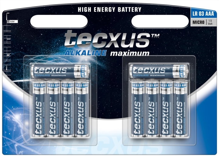 tecxus LR03/AAA (Micro) batteri, 10 stk. blister alkalisk manganbatteri, 1,5 V v:1208983