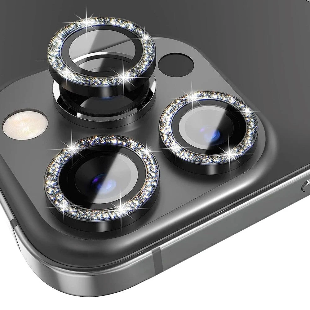 iPhone 13 Pro / 13 Pro Max Kamerabeskyttelse Herdet Glass med Rhinsten v:9493853