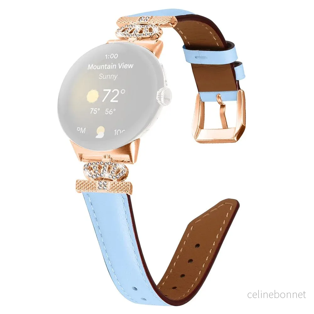 Google Pixel Watch 1 / 2 / 3 (41mm) Kunstskinn Rem med Rose Gold Rhins v:5188568 Google Pixel Watch 1 / 2 / 3 (41mm) Kunstskinn Rem med Rose Gold Rhins v:5188568