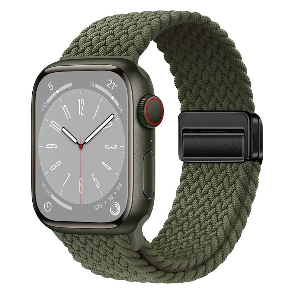 Apple Watch (38/40/SE/41/42 mm) Lippa Nylonstropp med Magnetlås – Grøn v:9350119 Apple Watch (38/40/SE/41/42 mm) Lippa Nylonstropp med Magnetlås – Grøn v:9350119