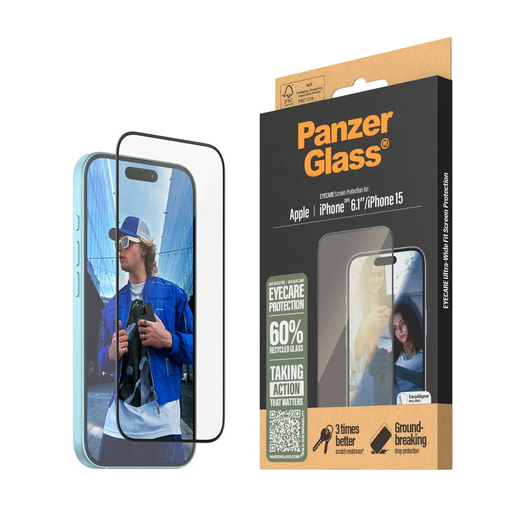 iPhone 15 / 16 PanzerGlass Ultra Wide Fit Skjermbeskyttelse m. EasyAli v:8760455 iPhone 15 / 16 PanzerGlass Ultra Wide Fit Skjermbeskyttelse m. EasyAli v:8760455