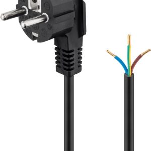 Goobay Beskyttelseskontaktkabel vinklet for montering, 2 m, svart plugg med beskyttelsesjording (type F, CEE 7/7) > løse kabelender v:1237247 Goobay Beskyttelseskontaktkabel vinklet for montering, 2 m, svart plugg med beskyttelsesjording (type F, CEE 7/7) > løse kabelender v:1237247