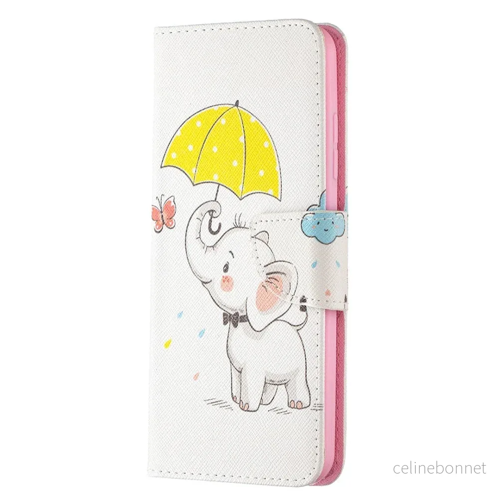 Nokia 1.4 Kunstskinn Flip Deksel med Kortholder – Elefant med Paraply v:4356644