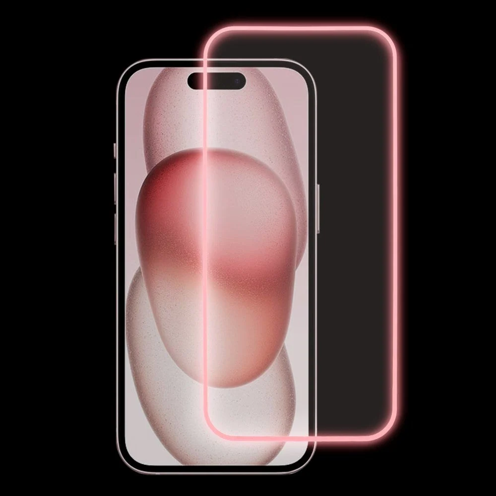 iPhone 15 Plus Skjermbeskytter i Glass - Lysende Pink Kant v:2532077