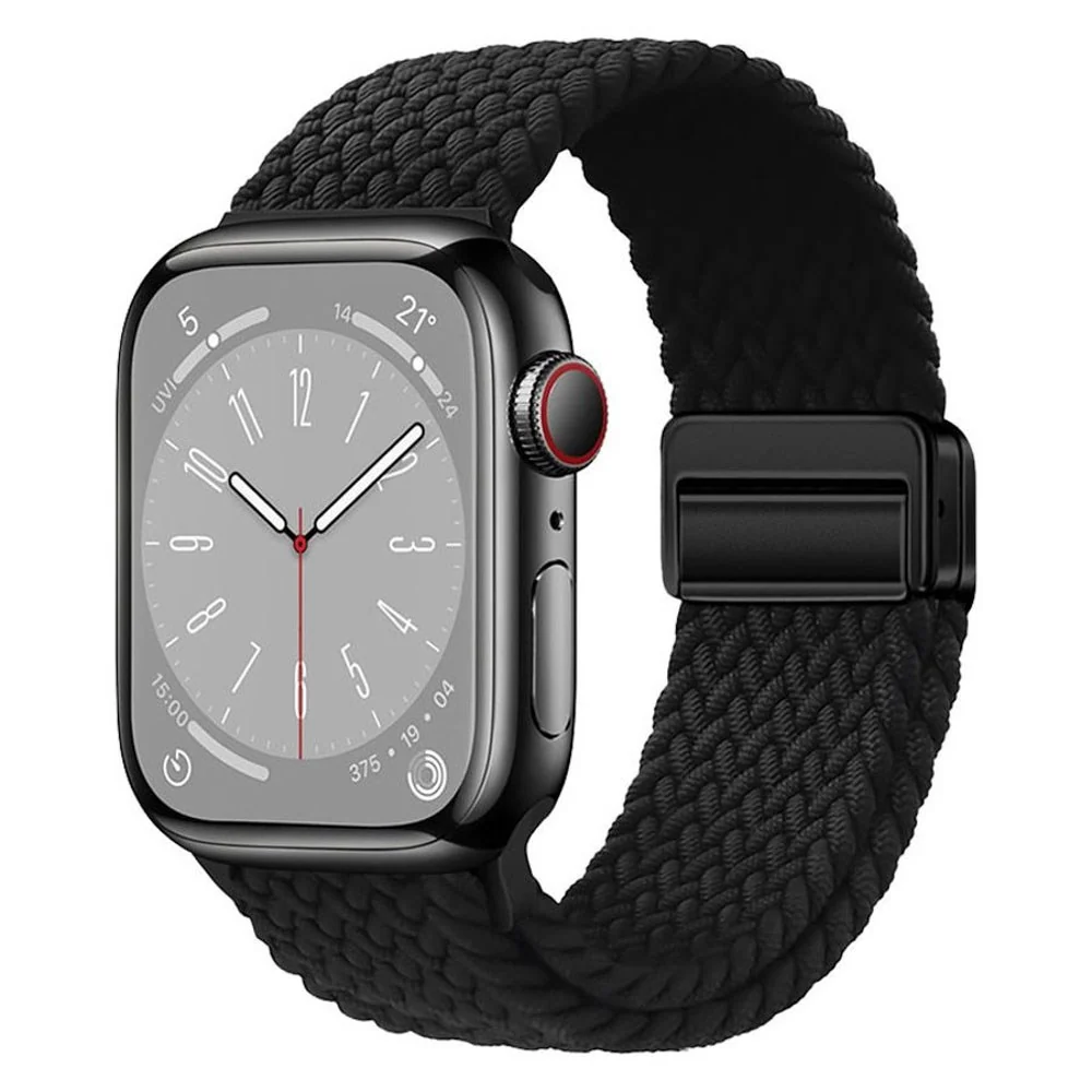 Apple Watch (42/44/SE/45/46/49 mm) Lippa Nylonstropp med Magnetlås – S v:3789015