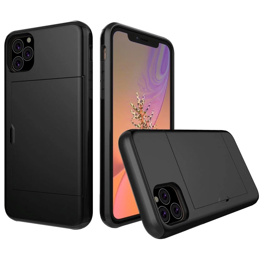 iPhone 11 Pro Hard Plast Deksel m. Kredittkortlomme - Sort v:3560378