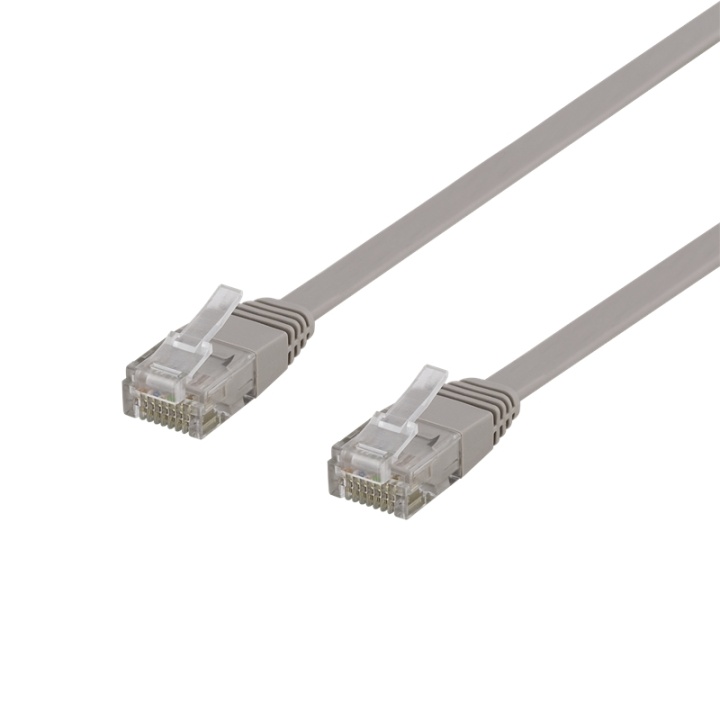 DELTACO U/UTP Cat6 patchkabel, flat, 1m, Delta-cert, LSZH, grå v:9337330