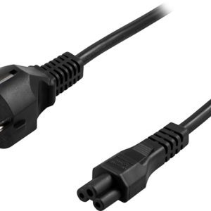 DELTACO apparatkabel, 3-pin för notebook, rak CEE 7/7 – rak IEC C5, 1 v:7493569