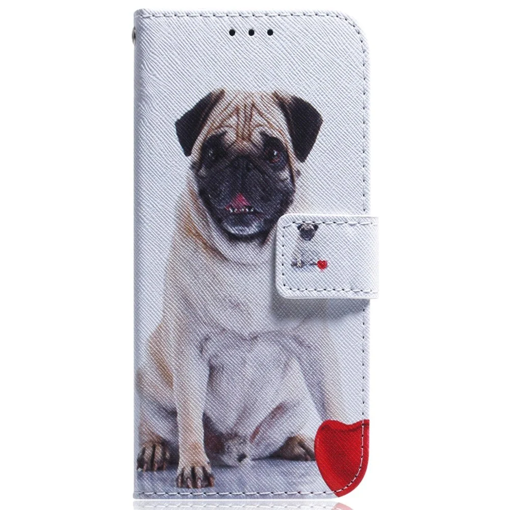Google Pixel 8 Deksel i Kunstskinn med Lommebok og Trykk - Pug v:365517