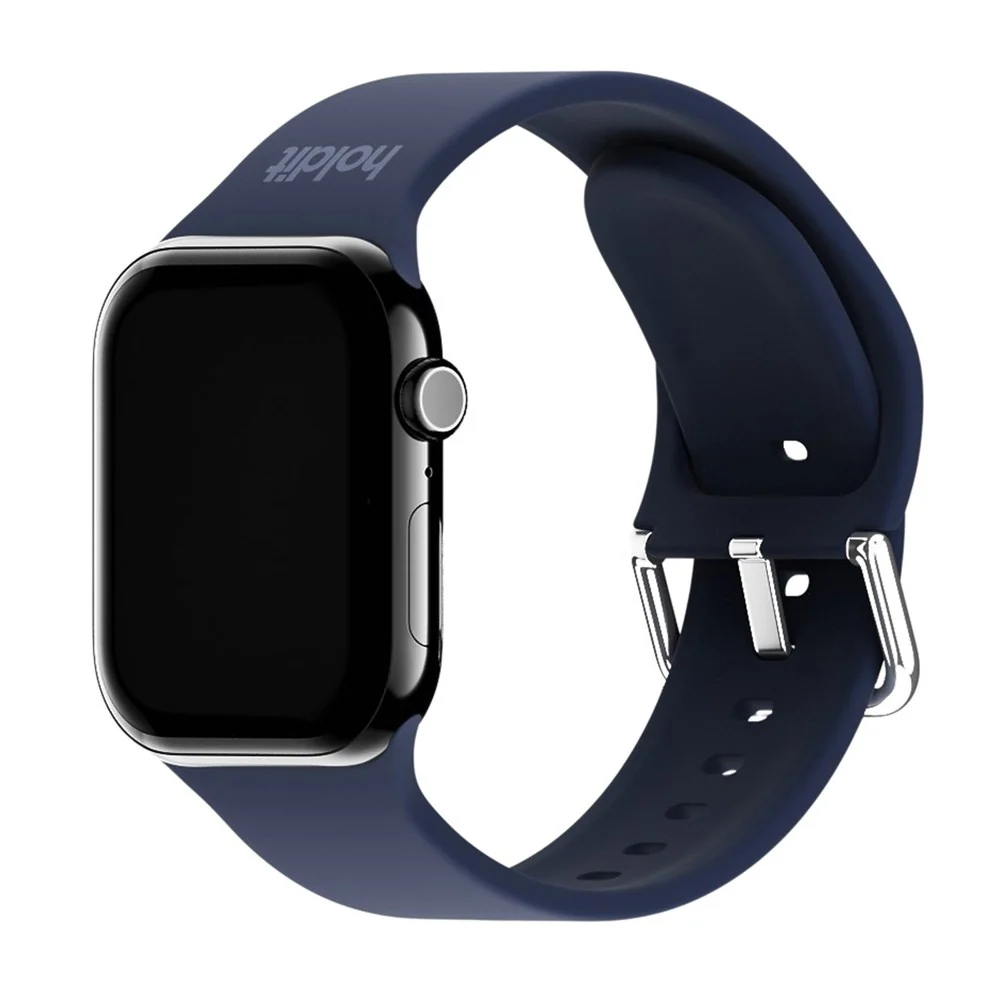 Apple Watch (42/44/SE/45/46/49mm) Holdit Silikon Klokkerem med Metalls v:3254995