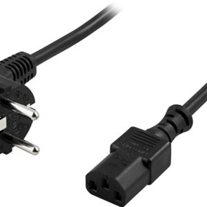 DELTACO apparatkabel, PC & väggut, vinklad CEE 7/7 – rak IEC C13, 0,5 v:1328939