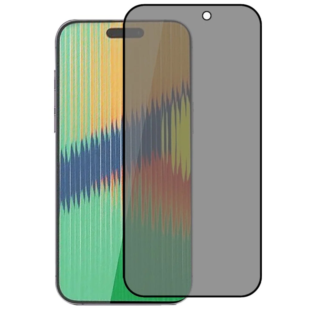 iPhone 15 Skjermbeskytter i Glass m. Privacy - Full-fit - Svart Kant v:4387946