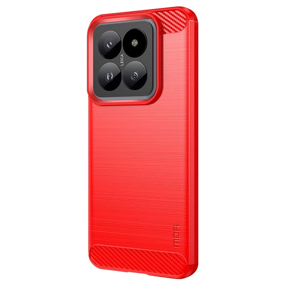 Xiaomi 14 Mofi Brushed Carbon Fiber Fleksibelt Plast Deksel – Rød v:1676970 Xiaomi 14 Mofi Brushed Carbon Fiber Fleksibelt Plast Deksel – Rød v:1676970