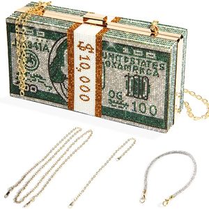 Morsom veske som ser ut som et knippe dollarsedler med magnetlås, grønn v:1522021 Morsom veske som ser ut som et knippe dollarsedler med magnetlås, grønn v:1522021
