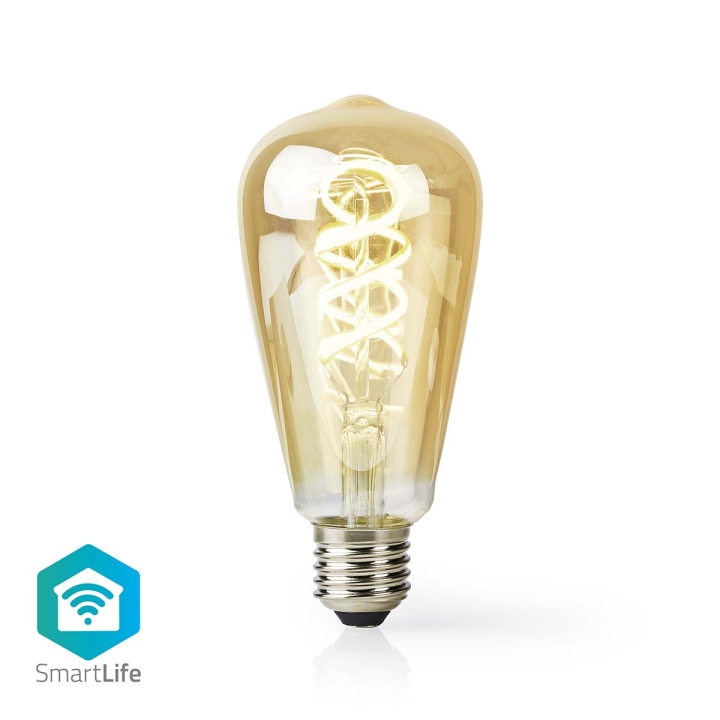 Nedis SmartLife LED Lyspære | Wi-Fi | E27 | 360 lm | 4.90 W | Varm til avkjølt hvitt | 1800 – 6500 | Glass | Android™ / IOS | ST64 | 1 stk v:1055559