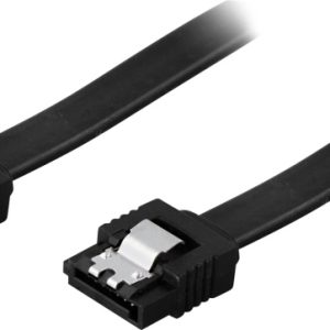 DELTACO SATA-kabel, SATA 6Gb/s, lÕs-clips, rett – rett, 0,5m,svart v:2966372