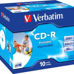 Verbatim CD-R, 52x, 700 MB/80 min, 10-pk, jewel case, AZO, printbar (43325) v:7561414