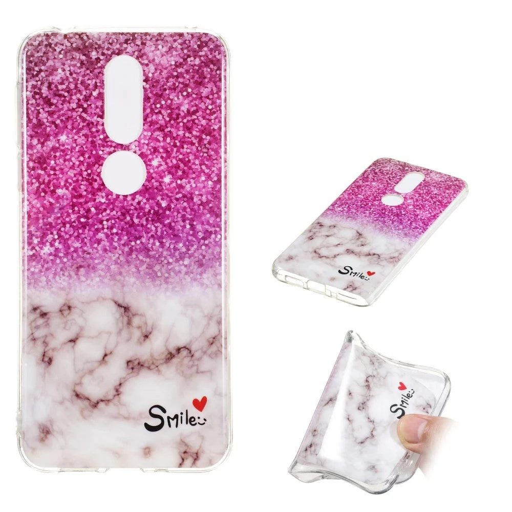 Nokia 7.1 Fleksibel Marble Deksel Pink v:9753948