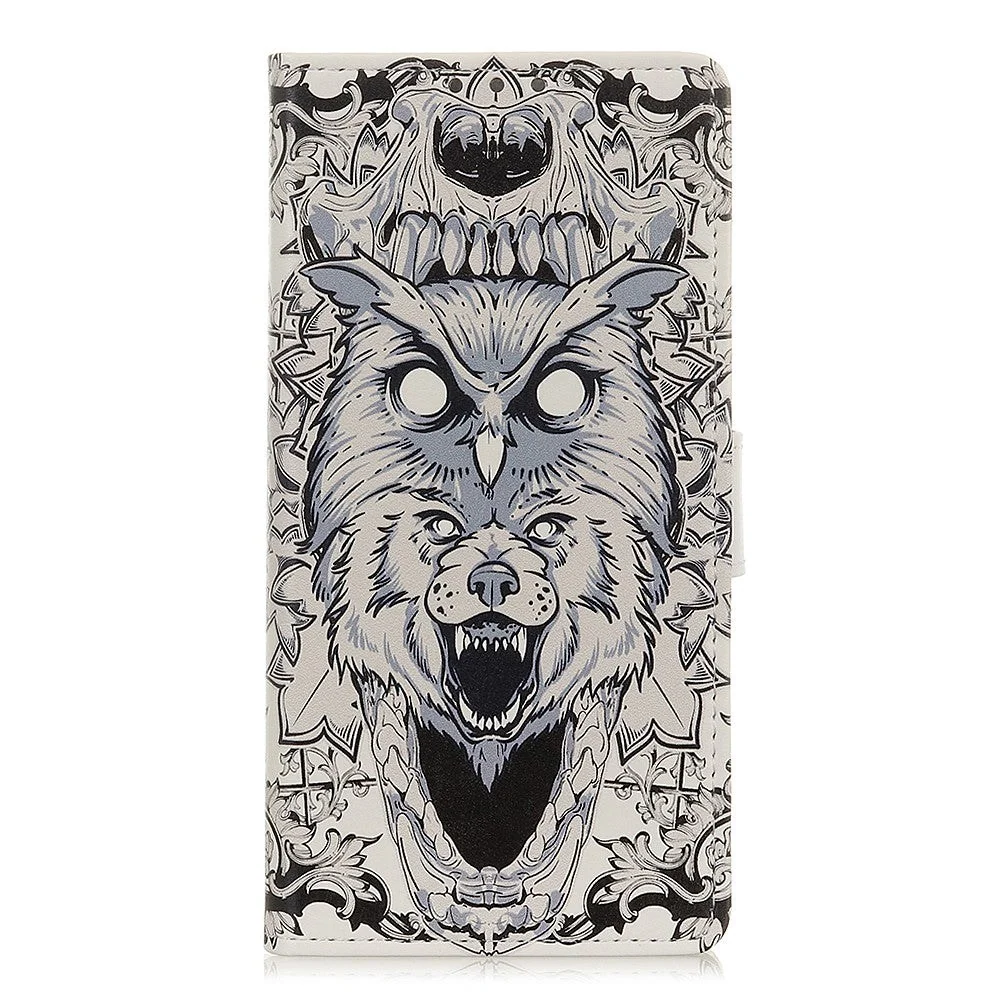 Nokia 1.3 PU Skinndeksel m. Lommebok Abstrakt Ugle og Ulv v:3433544