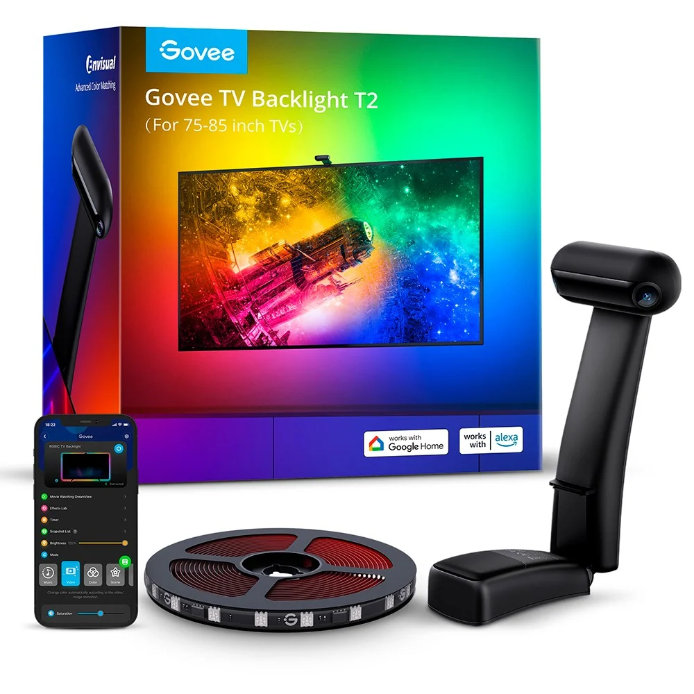 Govee TV Envisual Backlight T2 with Dual Cameras – 75 – 85" – Svart v:1531074