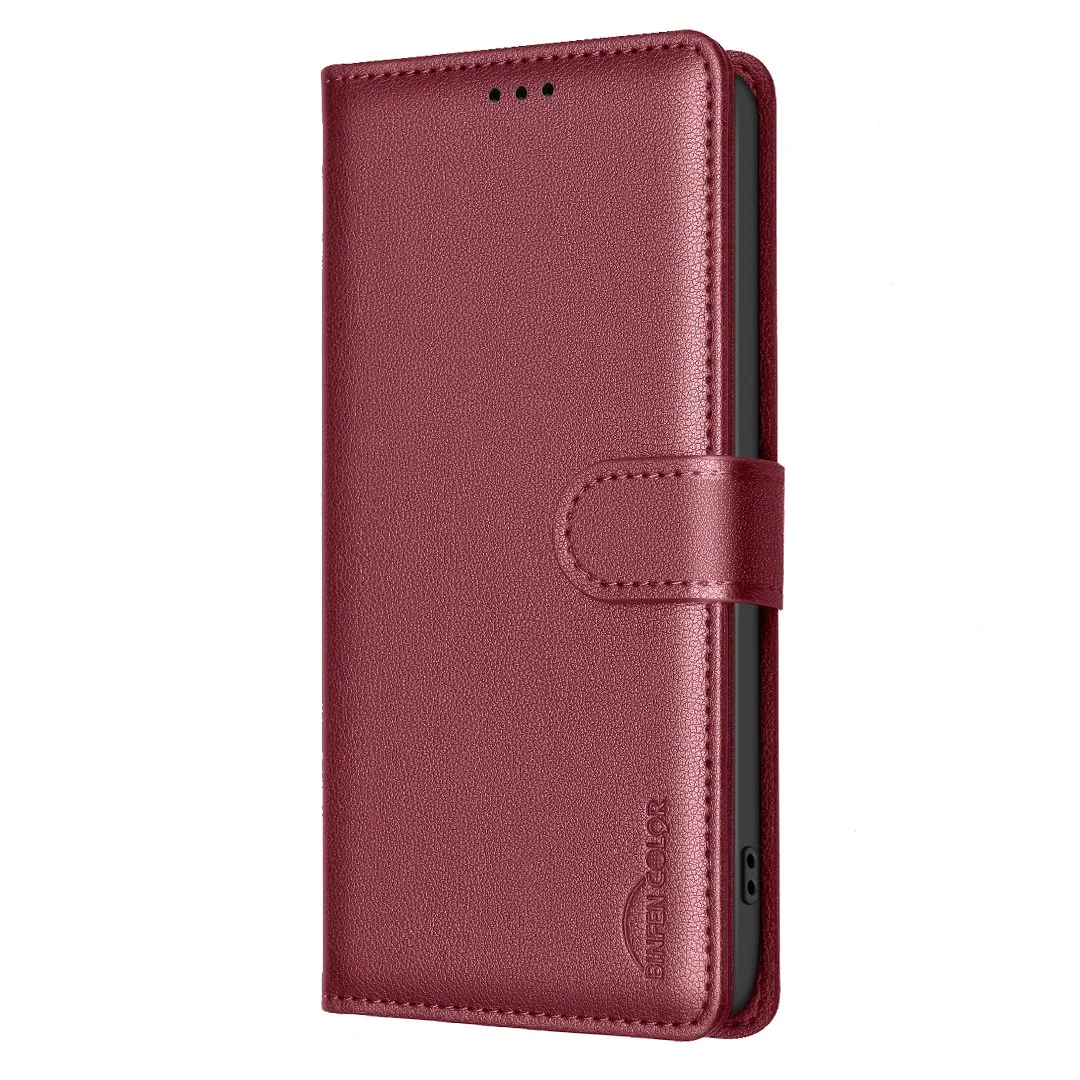 Honor X5c Plus BINFEN Kunstskinn Flip Deksel med RFID Blokkering – Rød v:1129326