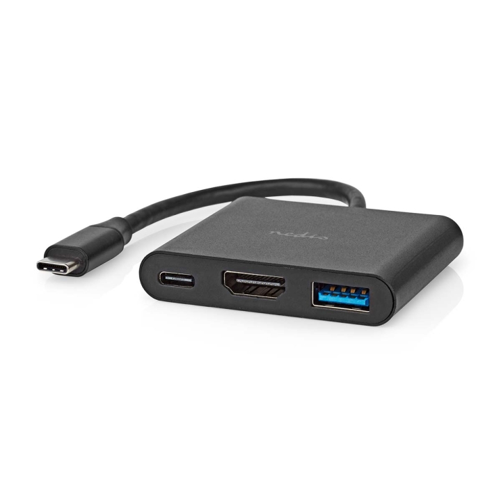 Nedis USB Multi-Port Adapter | 3-in-1 | USB 3.2 Gen 1 | USB-C™ Hann | HDMI™ Output / USB-A Hun / USB-C™ Hunn | 5 Gbps | 0.10 m | Rund | Nikkel belagt | PVC | Sort | Boks v:2416949 Nedis USB Multi-Port Adapter | 3-in-1 | USB 3.2 Gen 1 | USB-C™ Hann | HDMI™ Output / USB-A Hun / USB-C™ Hunn | 5 Gbps | 0.10 m | Rund | Nikkel belagt | PVC | Sort | Boks v:2416949