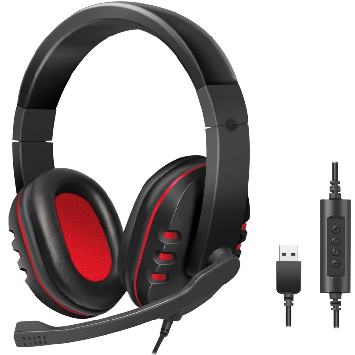 LogiLink Gamingheadset USB Svart/Röd v:7275552 LogiLink Gamingheadset USB Svart/Röd v:7275552