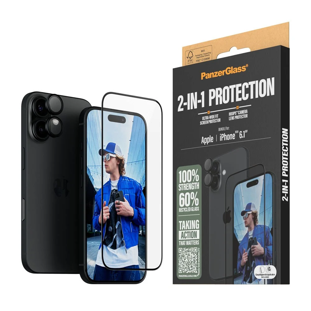 iPhone 16 PanzerGlass 2-i-1 Bundle m. EasyAligner – Skjermbeskyttelse v:2797244 iPhone 16 PanzerGlass 2-i-1 Bundle m. EasyAligner – Skjermbeskyttelse v:2797244