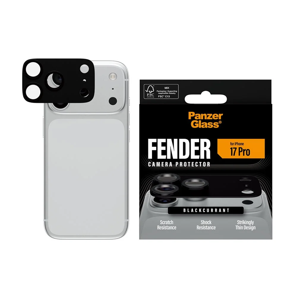 iPhone 17 Pro PanzerGlass FENDER Kameralinsebeskyttelse – Black v:6874717 iPhone 17 Pro PanzerGlass FENDER Kameralinsebeskyttelse – Black v:6874717