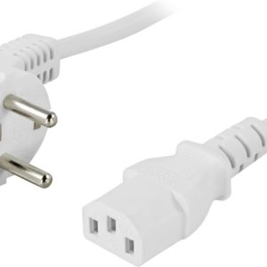 DELTACO apparatkabel , vinklad CEE 7/7 – rak IEC C13, 5m, vit v:7065603