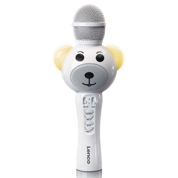 Lenco Karaokemikrofon med Bluetooth® SD-spor lys Aux-utgang Hvit v:4704282