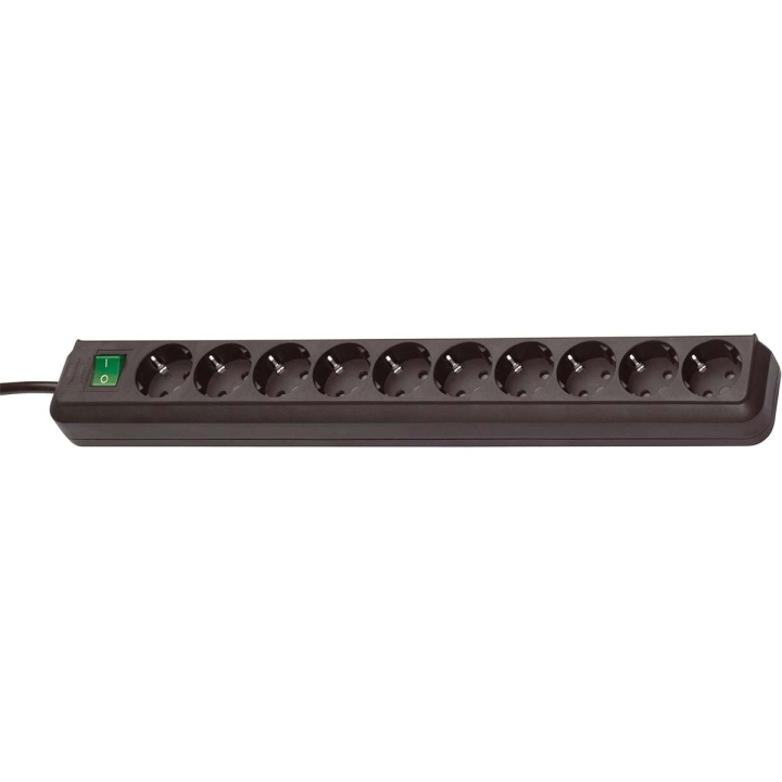 brennenstuhl Extension socket Eco-Line 10-Vei 3.00 m Sort – Beskyttende Kontakt TYPE F v:9731202