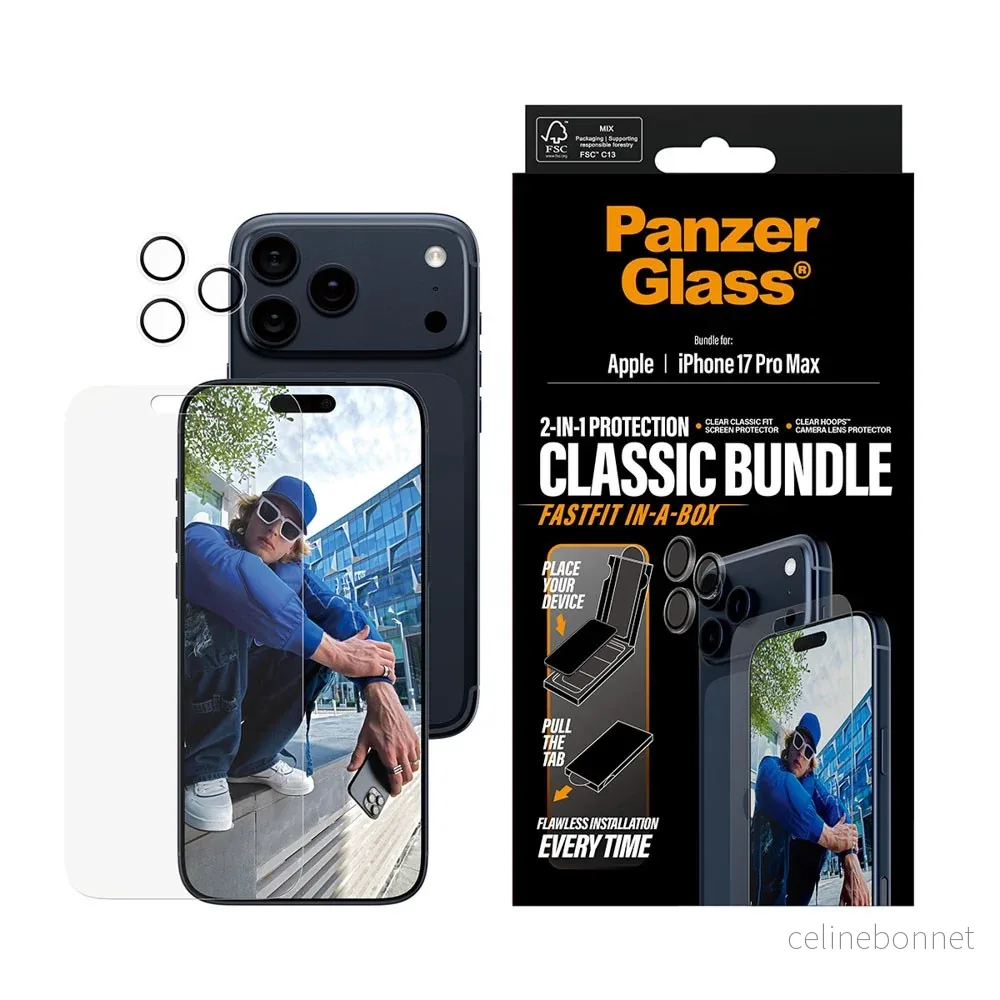 PanzerGlass iPhone 17 Pro Max 2-in-1 Classic Bundle - Skjermbeskytter v:2254088