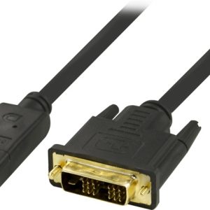 DELTACO DisplayPort till DVI monitorkabel, 20-pin ha – ha 1 m v:1246405 DELTACO DisplayPort till DVI monitorkabel, 20-pin ha – ha 1 m v:1246405