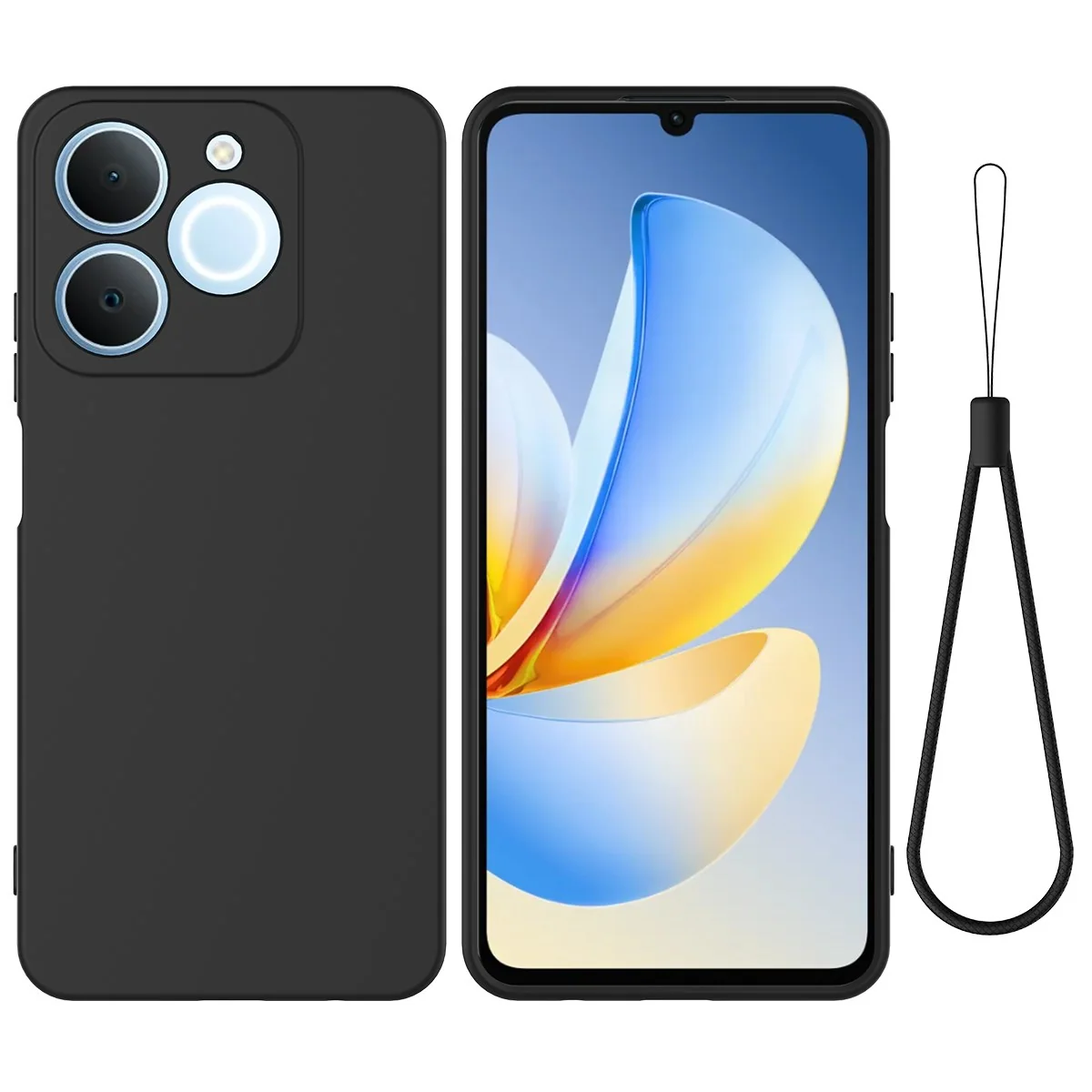 Realme Note 70T EIDERWOOD Fôret Silikon Deksel m. Stropp – Svart v:8653589