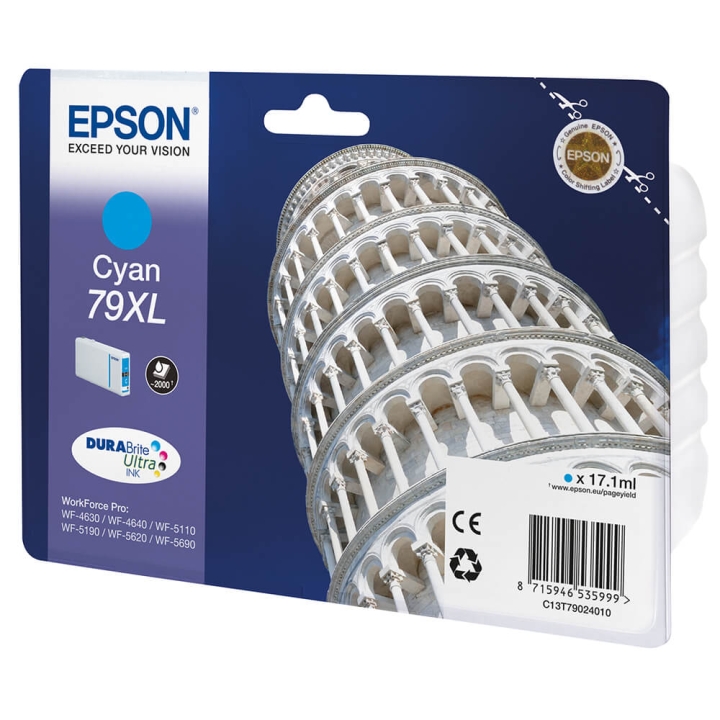 EPSON Blekk C13T79024010 79XL Cyan Tower of Pisa v:6715614 EPSON Blekk C13T79024010 79XL Cyan Tower of Pisa v:6715614