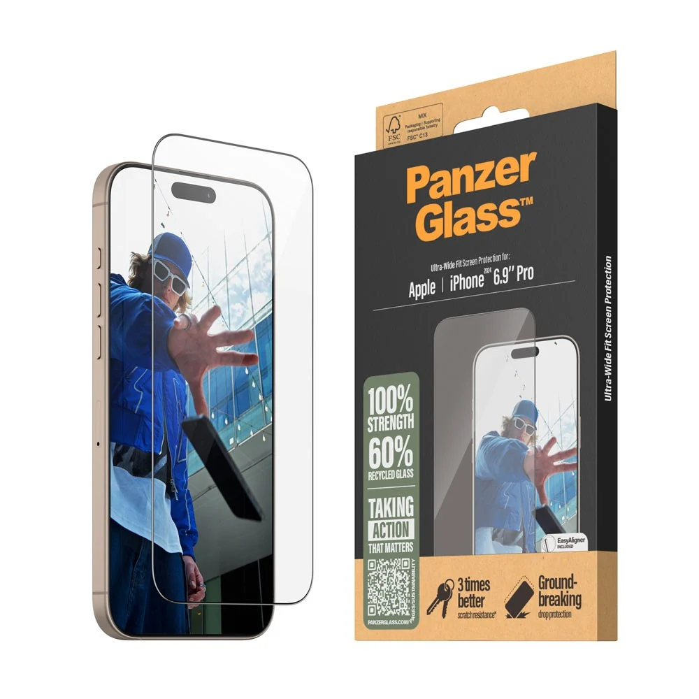 iPhone 16 Pro Max PanzerGlass Ultra Wide Fit Skjermbeskyttelse m. Easy v:9596002 iPhone 16 Pro Max PanzerGlass Ultra Wide Fit Skjermbeskyttelse m. Easy v:9596002