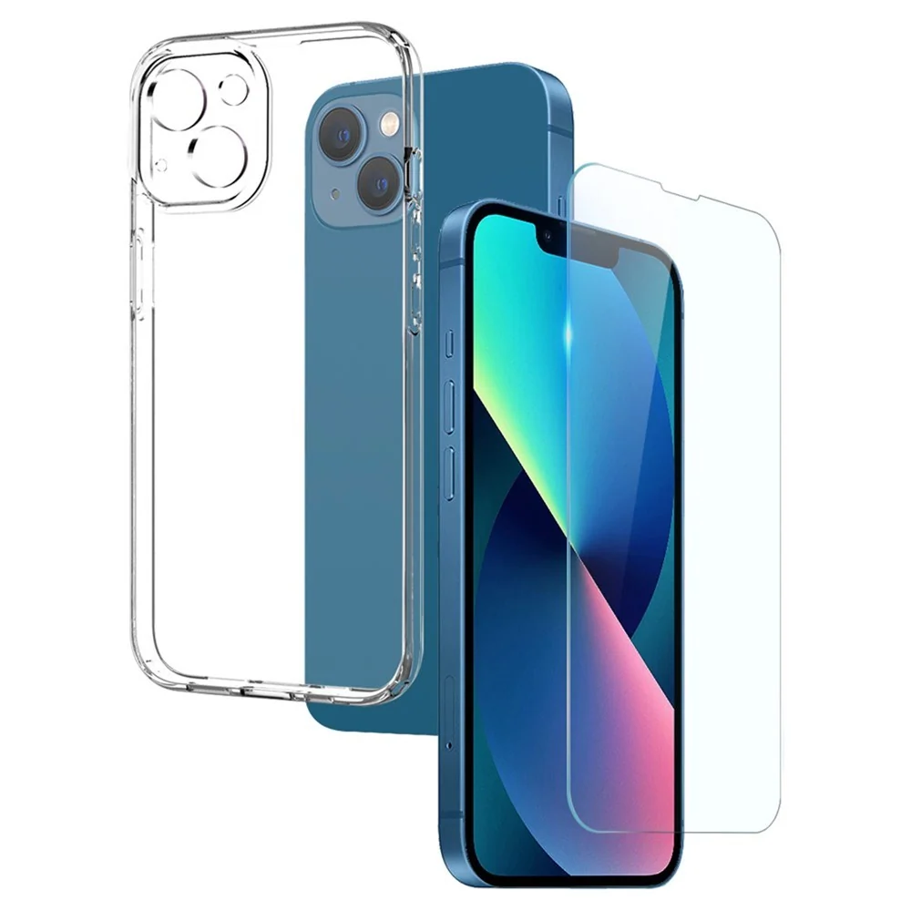 NORTHJO iPhone 13 2-i-1 Sett Fleksibelt Plast Deksel med Herdet Beskyt v:2963556 NORTHJO iPhone 13 2-i-1 Sett Fleksibelt Plast Deksel med Herdet Beskyt v:2963556