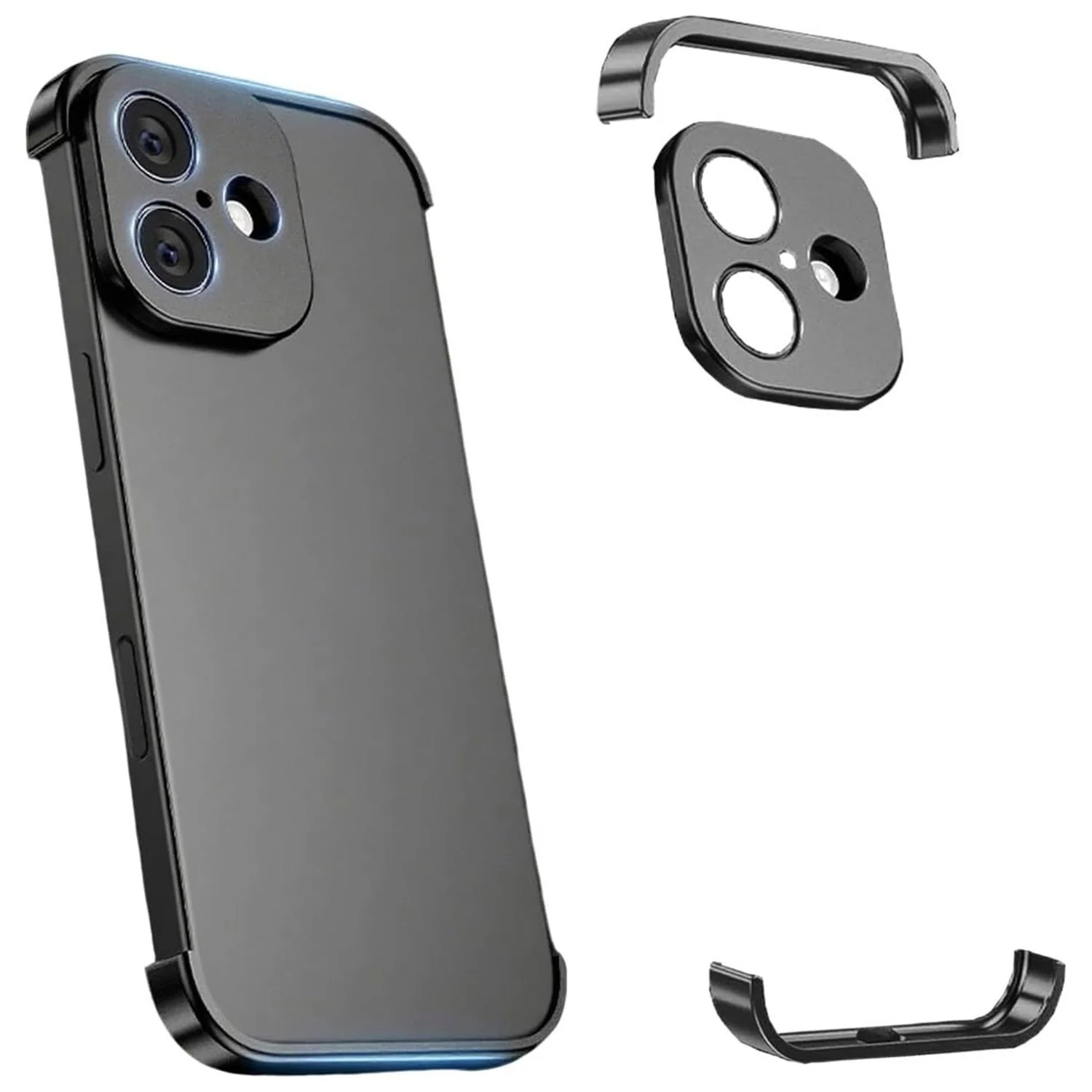 iPhone 17 Todelt Bumper Deksel m. Kamerabeskytter - Svart v:9153966