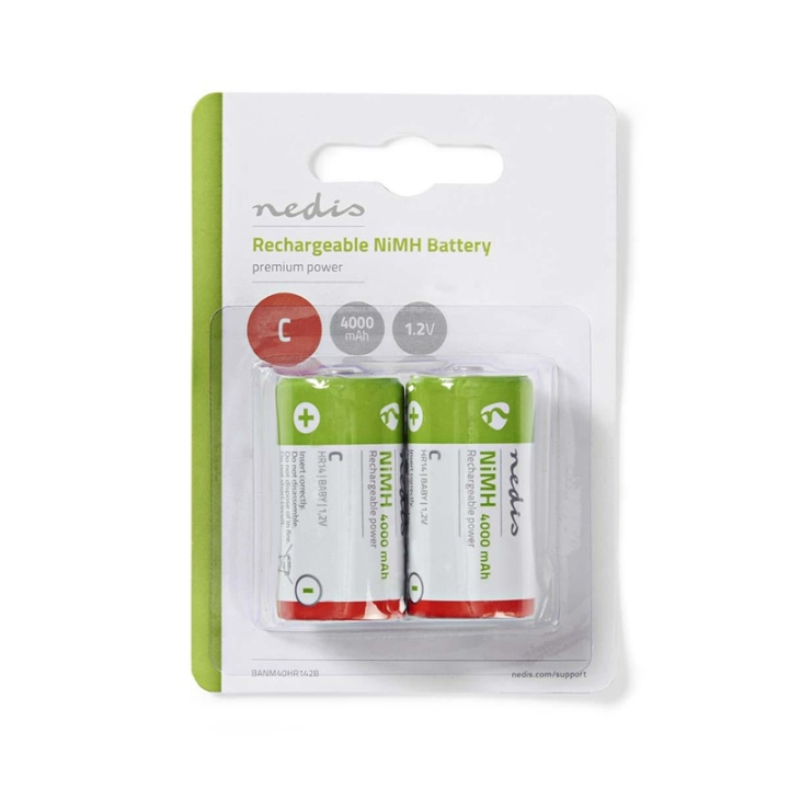 Nedis Oppladbare batteri C | 1.2 V DC | 4000 mAh | Forhånds ladet | 2-Pakke v:5882225
