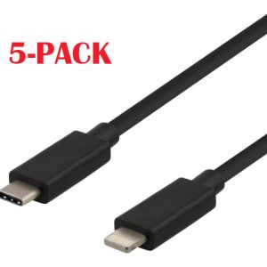 5-PACK Kabel USB-C – Lightning, 2,4 A, 1 m, svart v:9738294 5-PACK Kabel USB-C – Lightning, 2,4 A, 1 m, svart v:9738294