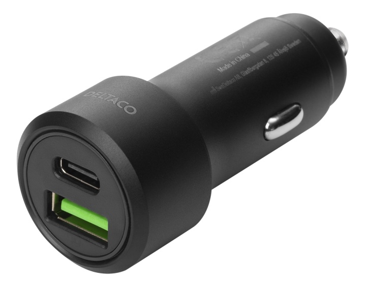 DELTACO USB-billader, 1x USB-C, PD 18 W, 1x USB-A, 18 W, 36W, metall v:1137605