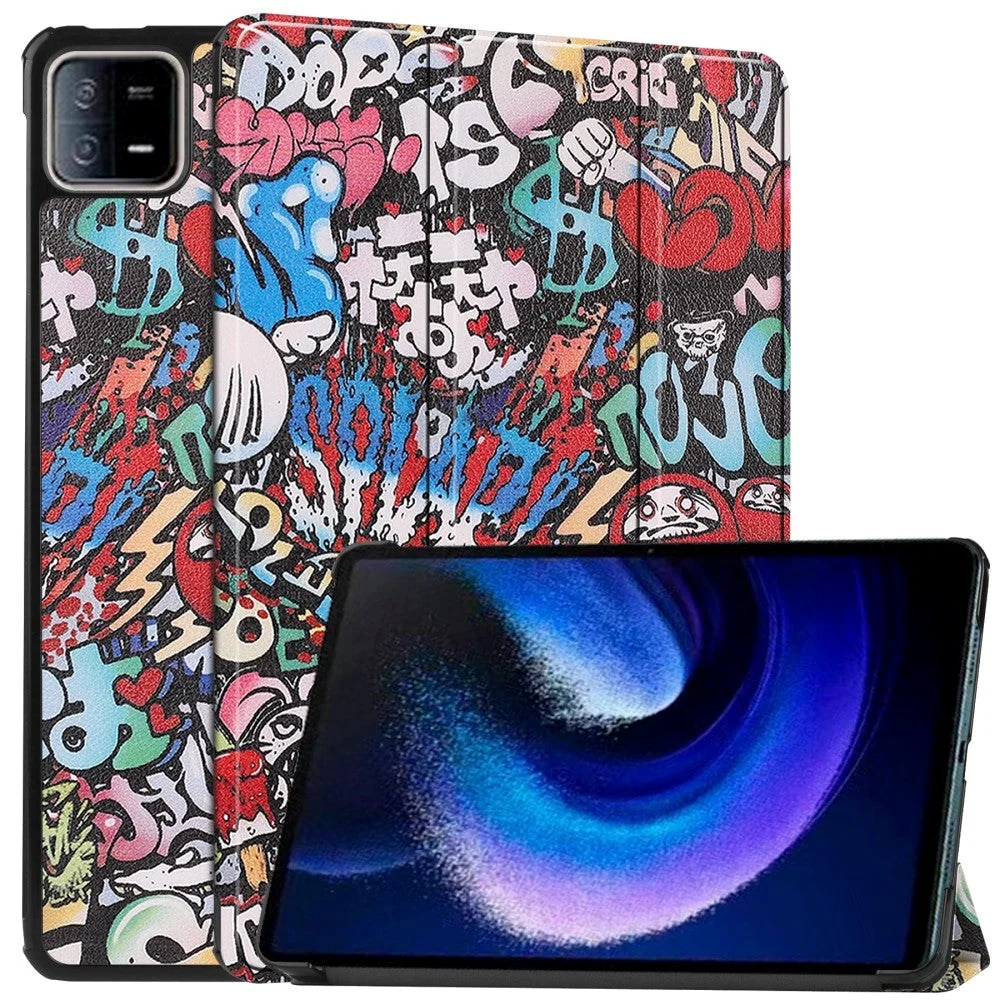 Xiaomi Pad 6 Kunstskinn Deksel med Stativ – Graffiti v:3440935