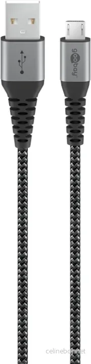 Goobay Micro-USB til USB-A tekstilkabel med metallkontakter 2 m elegant og ekstra robust tilkoblingskabel for enheter med Micro-USB-tilkobling v:8870694